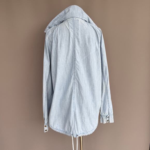 Womens Jack chambray jacket - blue - hooded - zip up - denim - cotton - size M - Picture 3 of 12